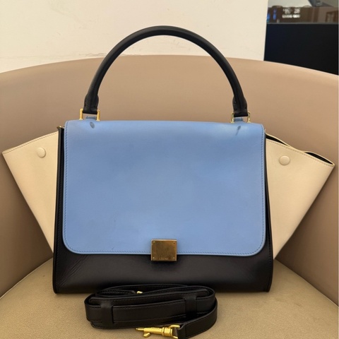 Celine/賽琳 藍白黑拼色Trapeze鞦韆包