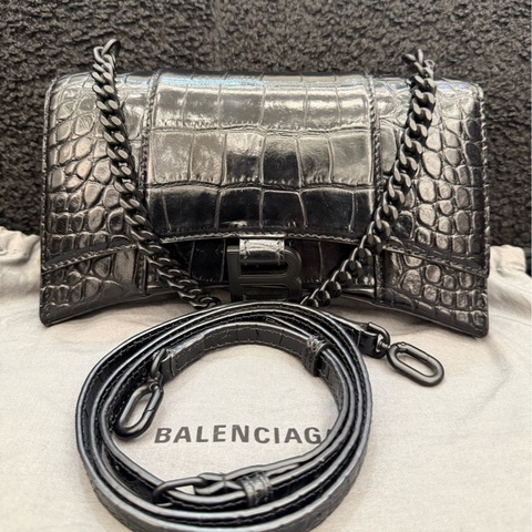 Balenciaga/巴黎世家 Hourglass系列黑色鰐魚壓紋沙漏