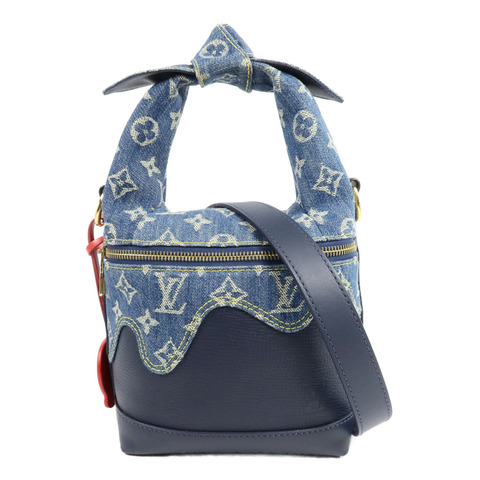 LOUIS VUITTON Monogram Denim/Taurillon Japanese Cruiser手挽肩背兩用袋