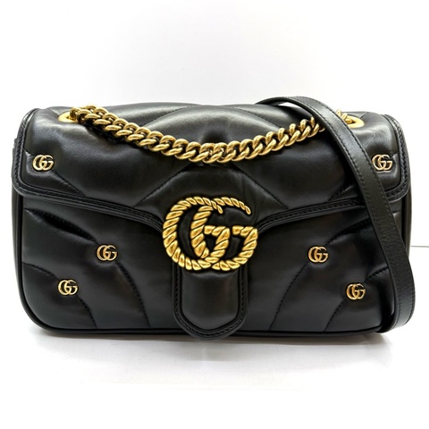 GUCCI 古馳 黑色MARMONT肩背斜背包 443497