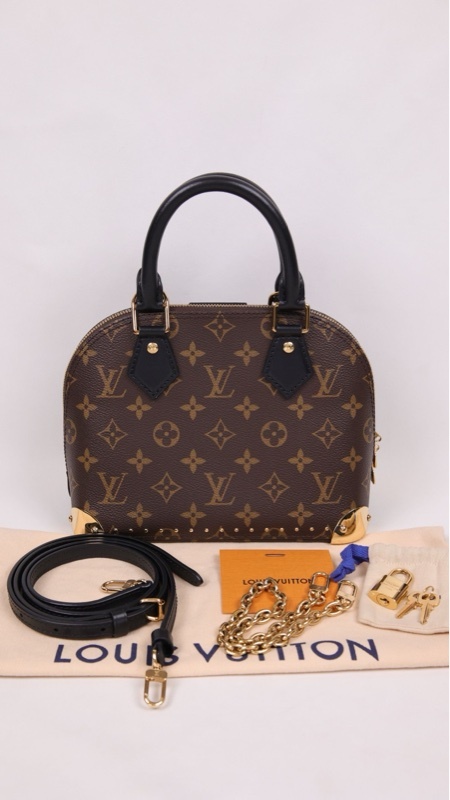 LV 棕色老花满印贝壳包单肩包