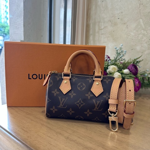 LV 原花金釦Nano Speedy手提波士頓包M81085