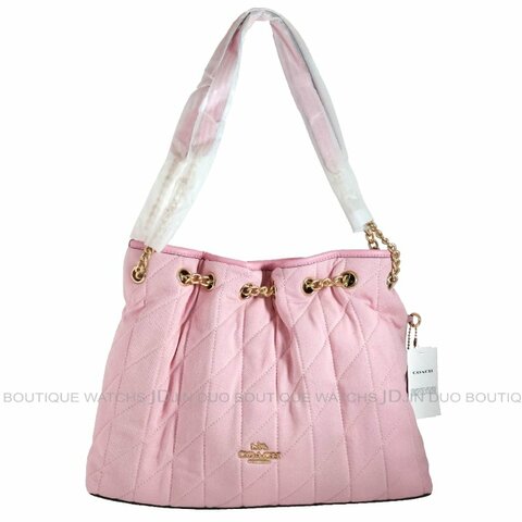 金鐸精品~2557 COACH EVELYN CER79復古粉紅色丹寧布絎縫單肩背包 全新品