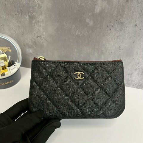 Chanel 一字零錢包 荔枝牛 晶片款