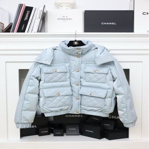 Chanel 22Ncoco neige小羊皮四口袋baby蓝滑雪服
