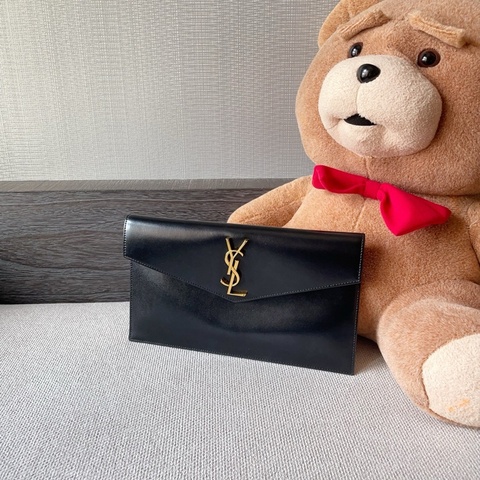 YSL Saint Laurent 聖羅蘭 信封手拿包/pouch bag/黑色金釦/99新美品