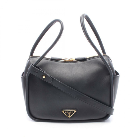 PRADA Darling 三角標誌單肩手提包 1BA4512CYSF0002 黑色皮革 二手