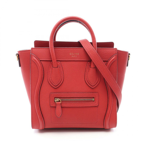 CELINE Luggage Nano Shopper 單肩斜背包，紅色皮革，二手女款