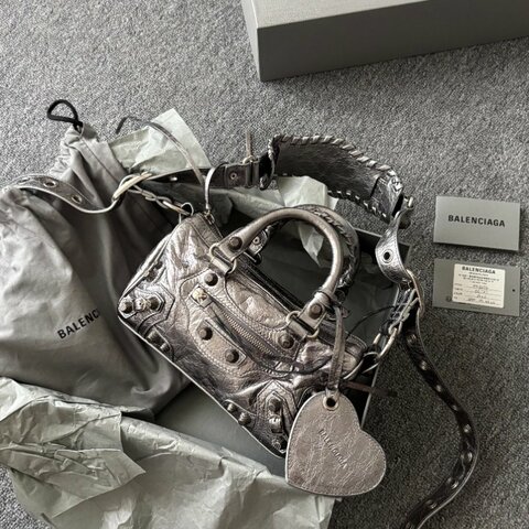 BALENCIAGA Le Cagole Mini Duffle Top Handle Bag