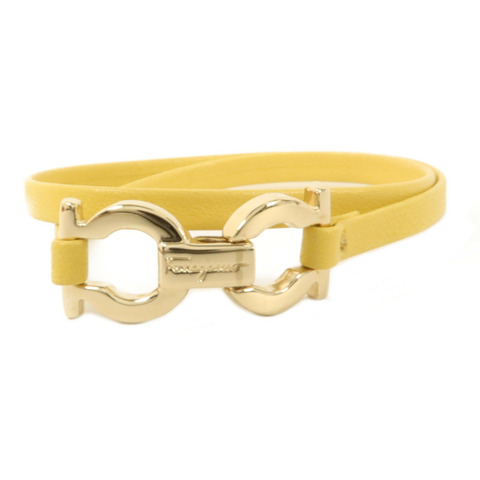 Salvatore Ferragamo 牛皮皮革/金屬Gancini Double Wrap Bracelet手鐲