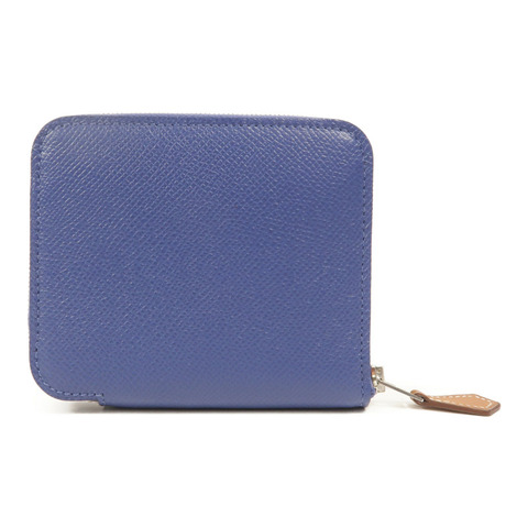 HERMES Epsom皮革Silk In Compact Wallet錢包Bleu Brighton