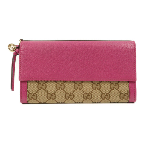 GUCCI 帆布/牛皮皮革Long Wallet長錢包