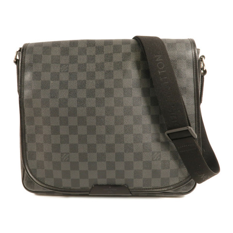 LOUIS VUITTON Damier Graghite Daniel MM銀扣肩背袋