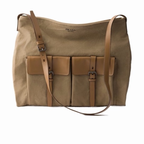 Prada 男士 Route帆布和皮革單肩包均碼碼38cm*40cm