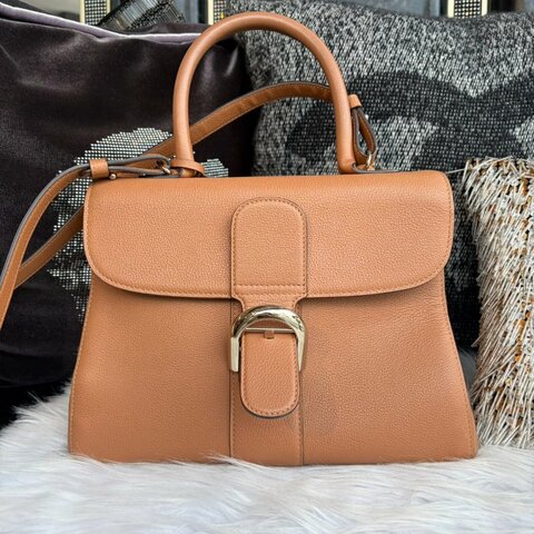 Delvaux Brillant 牛皮手提兩用包 焦糖色