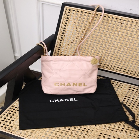 Chanel22bag樱花粉mini单肩包垃圾袋