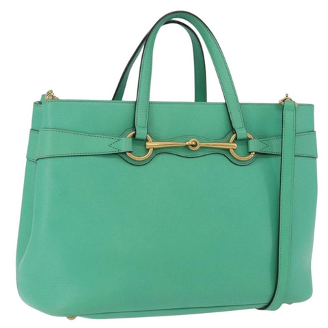 GUCCI 手提包 皮革 兩用 綠色 金色 319795 正品 192124V