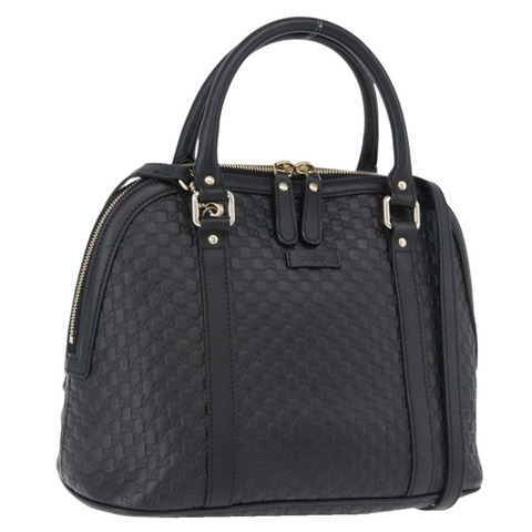 GUCCI Micro GG 帆布 Guccissima 皮革雙肩包 Outlet 黑色 Auth 192880V