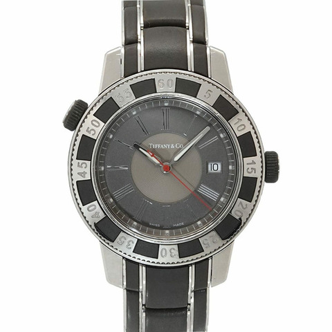 Tiffany & Co.) Mark T-57 男士腕錶，日期顯示，灰色石英錶