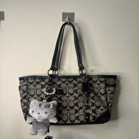 Coach vintage 黑灰色 老花托特單肩包