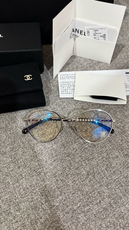 Chanel 復古造型 光學眼鏡 銀框x酒紅皮革