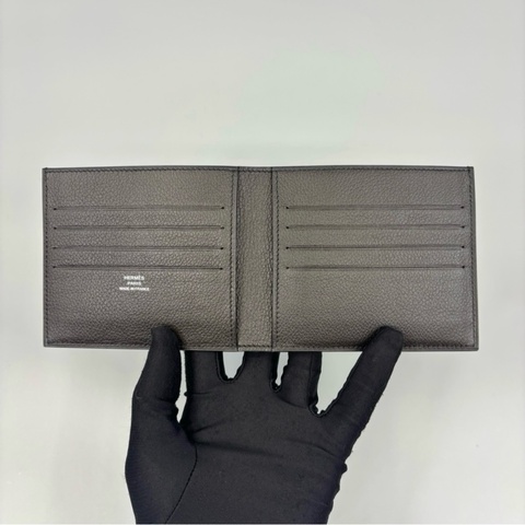 Hermes 愛馬仕 MC2 系列 黑灰色牛皮短夾男夾 雙折錢包皮夾 A刻 99新 近全新