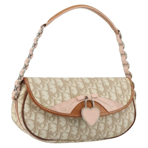 Christian Dior Trotter Romantic 鏈條單肩包 米色 銀色 正品 191723A