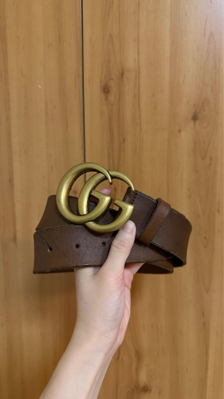 Gucci 咖復古皮革Marmont GG皮帶409416
