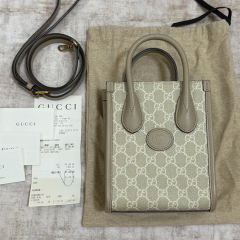 全套 台灣購證 二手便宜賣 Gucci 琴譜包 燕麥色 只賣一天😅