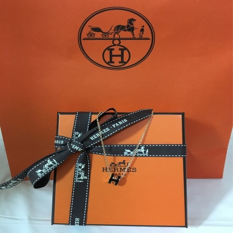 HERMÈS 愛馬仕 Mini Pop H 黑色×玫瑰金項鍊｜Noir×Rose Gold｜全新全配｜台灣專櫃正品