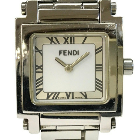 FENDI Quadro 女士模擬石英腕錶，白色/銀色，002-6000L-754