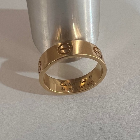 Cartier 卡地亞love寬版無鑽戒指玫瑰金 圈號55
