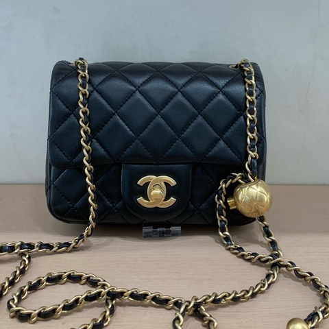 香奈兒 Chanel 金球方胖子羊皮 黑金永恆金球點睛 鏈條隨心調節