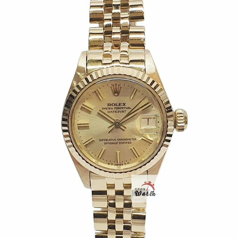 【大眾名錶】ROLEX勞力士 6917 Datejust 18K蠔式女錶 金色T柱面盤 五珠錶帶 大眾名錶G356