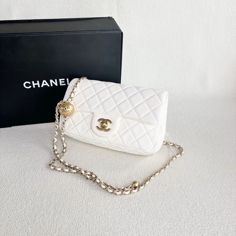 【威選精品｜CHANEL CF 白金羊皮 金球大 Mini】