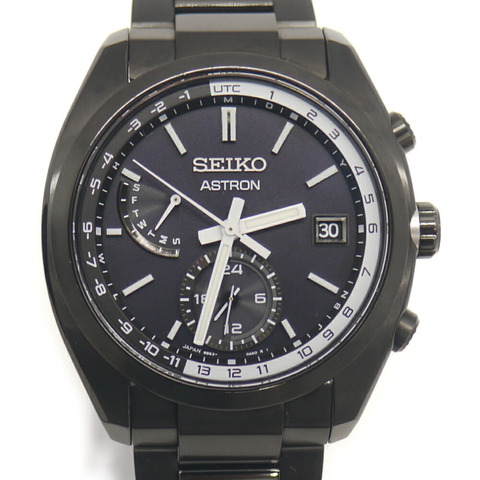 精工 ASTRON SBXY019 太陽能電波鈦金屬腕錶，黑色錶盤