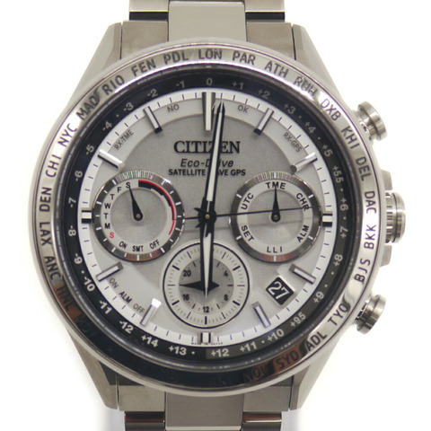 西鐵城 Eco-Drive GPS 衛星電波表 雙直飛 CC4010-80A 銀色錶盤