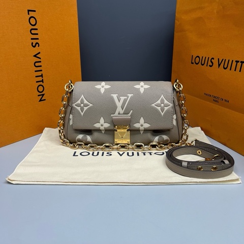Louis Vuitton路易威登 大象灰全皮Favorite雲朵包 芯片款
