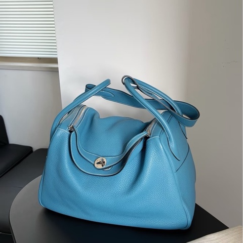 Hermes • Lindy 34 牛仔藍銀釦Tc皮 Blue Jean