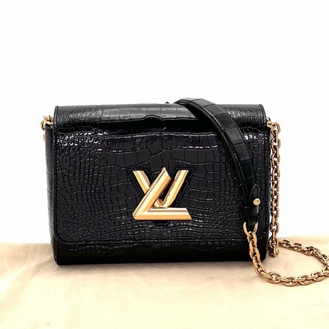 【威選精品｜Louis Vuitton Twist 黑金鱷魚壓紋肩背斜背包】