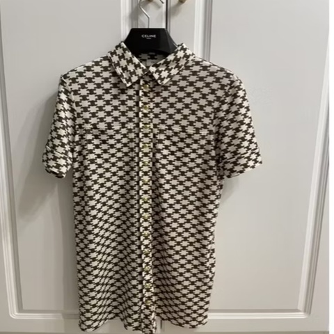 CELINE 凱旋門 Monogram 羊毛喀什米爾短袖連身裙 S號｜70%羊毛×30%Cashmere｜附購證、提袋｜近全新