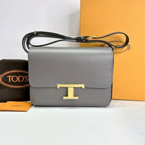 TOD'S T Timeless皮革翻蓋斜背包