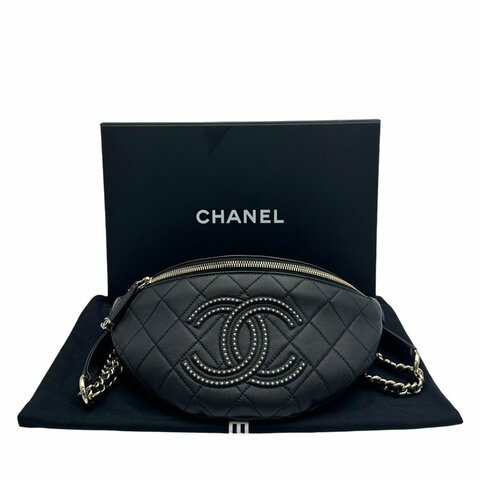 【美收精品】CHANEL  鉚釘雙 C 腰包  C-765【隔月月中將轉賣至日本 上架期限30天】