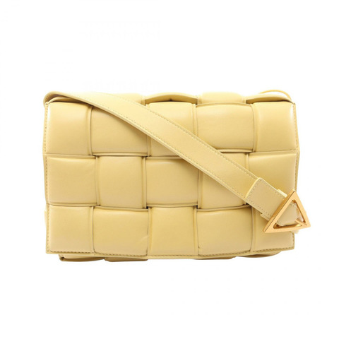 BOTTEGA VENETA 皮革黃色卡帶編織肩包（二手）