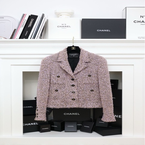 Chanel 94年秀款紫色混色粗花呢四口袋短外套