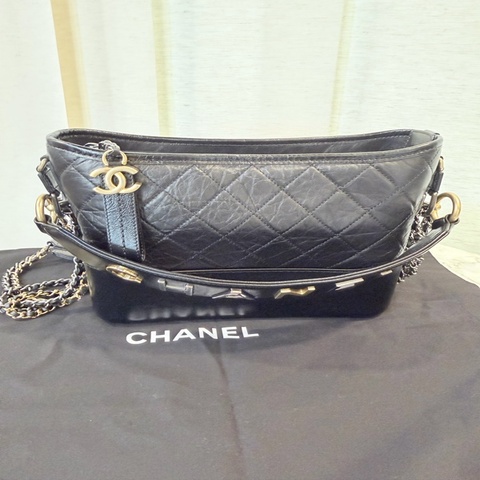‼️Chanel 提把款‼️中號黑復刻牛皮三色鏈流浪包