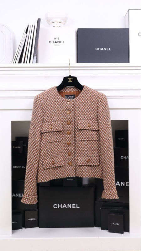 Chanel 95年焦糖色斜纹软呢四口袋上衣外套FR40 23/9