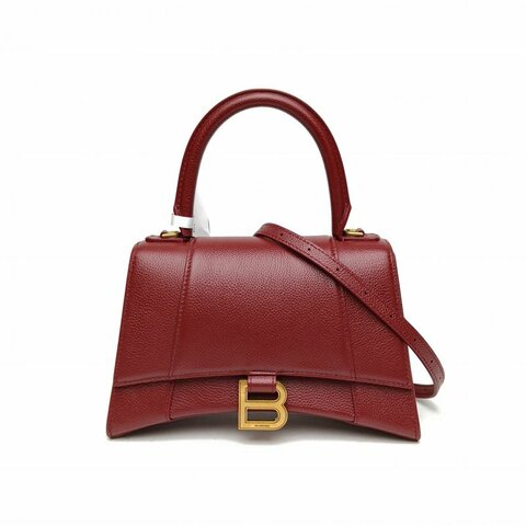BALENCIAGA Hourglass沙漏S碼紅色牛皮肩背包