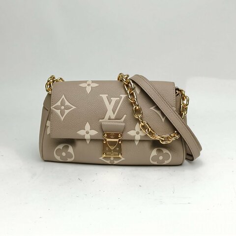 LOUIS VUITTON Favorite鏈條雲朵包灰色牛皮晶片肩背包