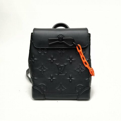 LOUIS VUITTON Steamer手袋Nano黑色牛皮晶片老花肩背包